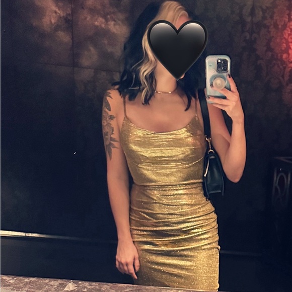 Gold jluxlabel cocktail dress size s - Picture 2 of 8